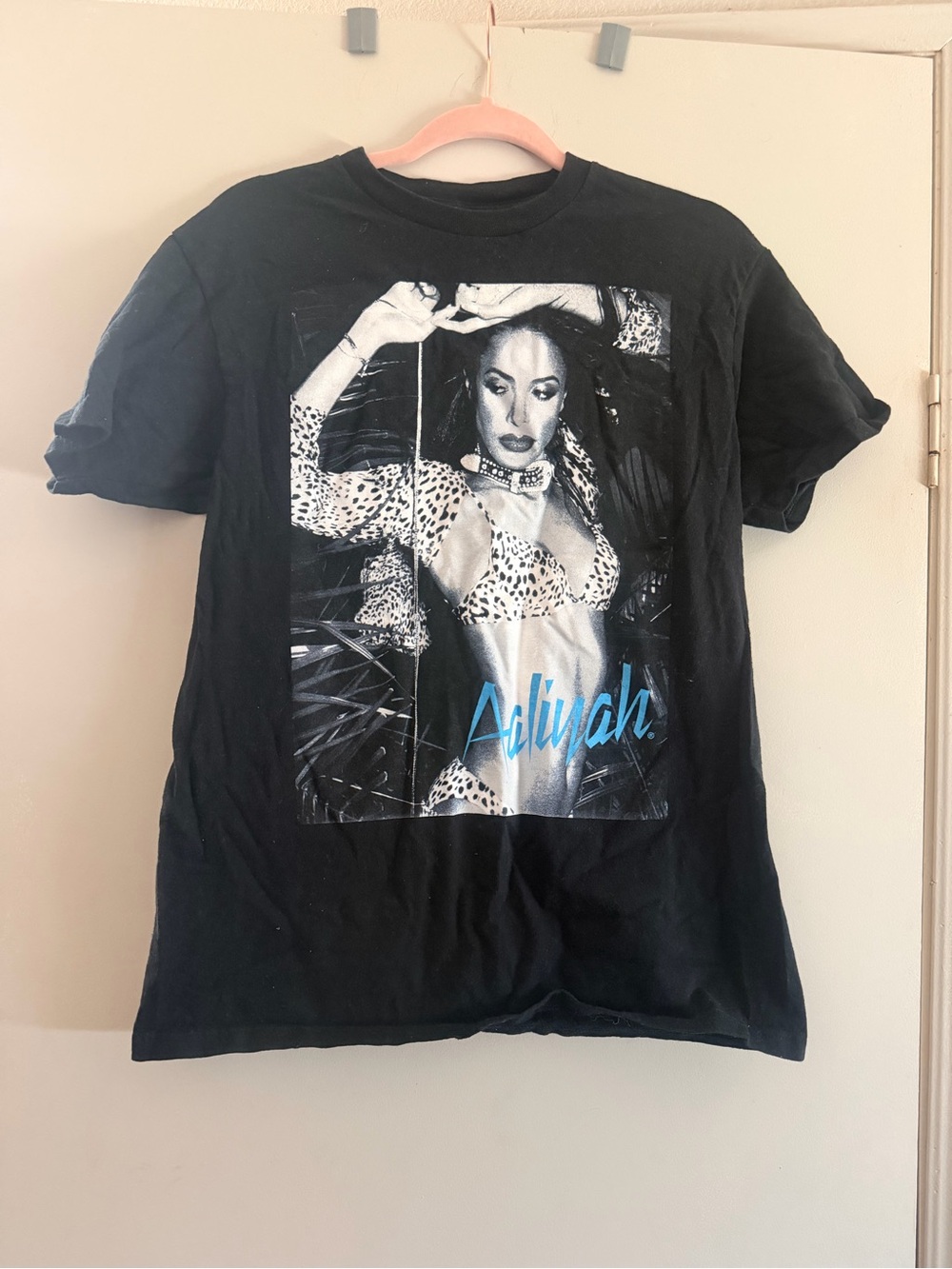 Aaliyah Graphic Tee - Black with Blue Script